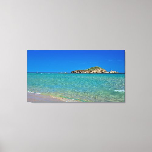 Sardinian golden sand beach with turquoise water canvas print