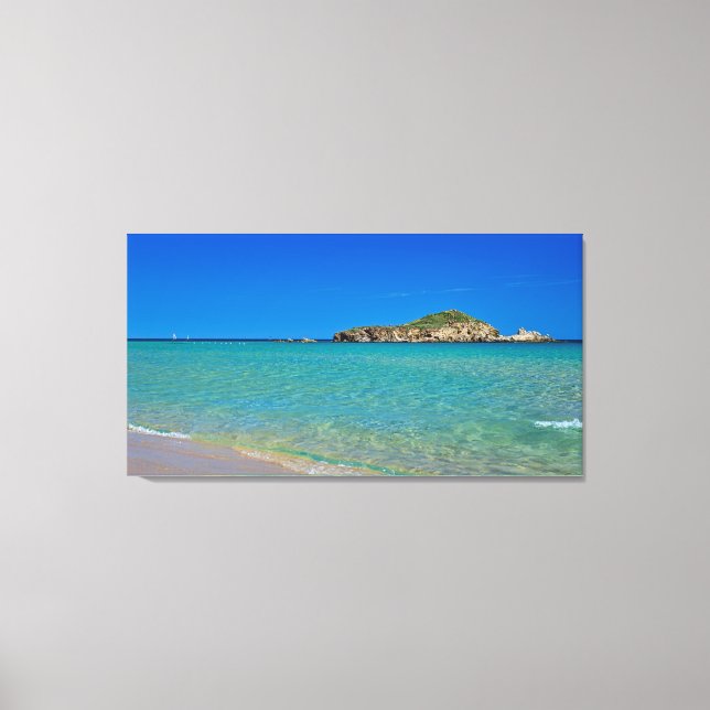 Sardinian golden sand beach with turquoise water canvas print (Front)