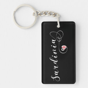 Sardinian Heart Flag, Sardinia Keychain