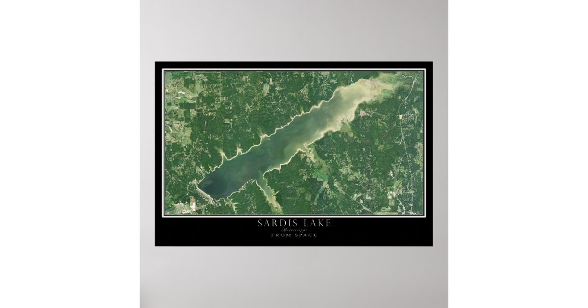 Sardis Lake Mississippi Satellite Poster Map