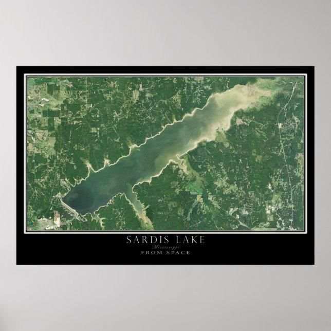 Sardis Lake Mississippi Satellite Poster Map (Front)