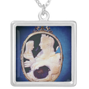 Sardonyx Cameo bearing the profile of Livia Silver Plated Necklace