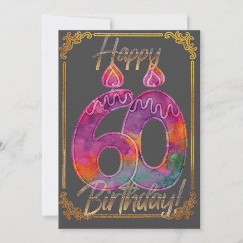 Saree Numeral with Gold 60th Birthday Card