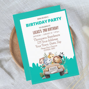Sarfari Jungle Animals Birthday Party Invitation