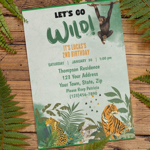 Sarfari Jungle Animals Birthday  Party  Invitation