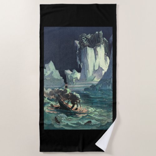 Sargasso Sea Grim Reaper  Sinking of Titanic Beach Towel