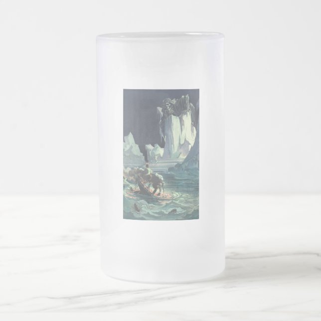 Sargasso Sea Grim Reaper & Sinking of Titanic Frosted Glass Beer Mug (Center)