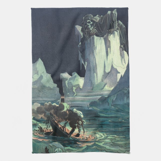 Sargasso Sea Grim Reaper & Sinking of Titanic Kitchen Towel (Vertical)