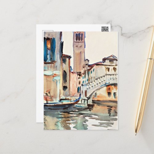 Sargent _ A Bridge and a Campanile Venice Postcard