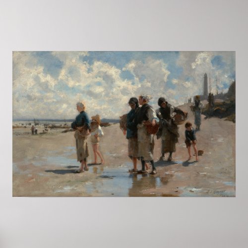 Sargent _ Fishing For Oysters At Cancale Poster