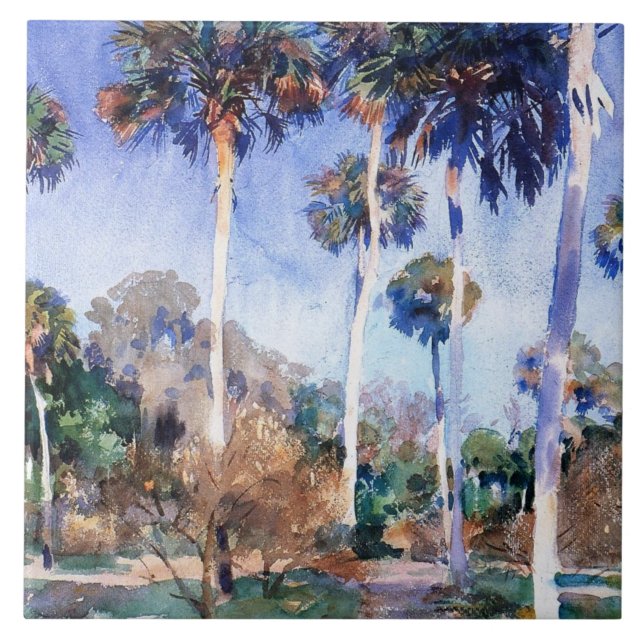 Sargent - Palms, a John Singer Sargent painting Ceramic Tile (Front)