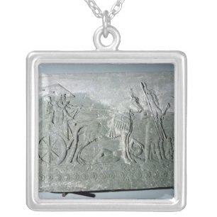 Sargon II on a Battle Chariot Silver Plated Necklace