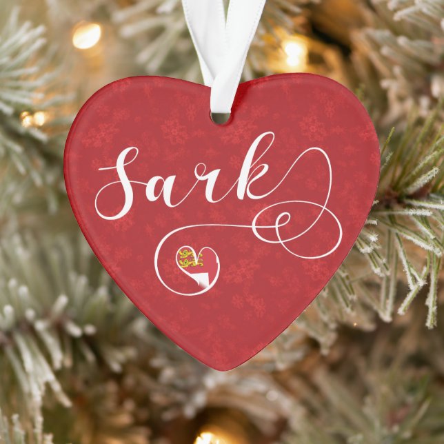 Sark Flag Heart, Channel Islands Ornament (Tree)