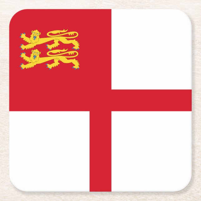 Sark Flag Square Paper Coaster (Front)