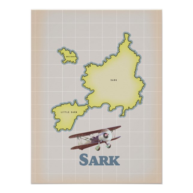 Sark vintage style map poster (Front)