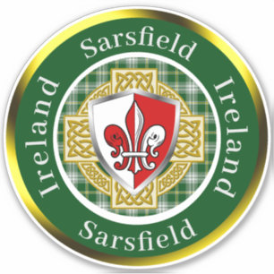 Sarsfield Irish Shield/Celtic Cross Personalized Sticker