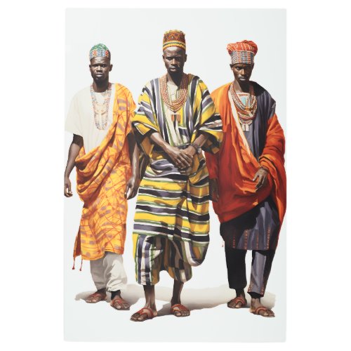 Sartorial Elegance Trio of African Men in Tradit Metal Print