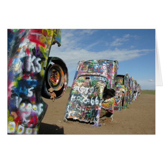 Saru at Cadillac Ranch Cards (Front Horizontal)