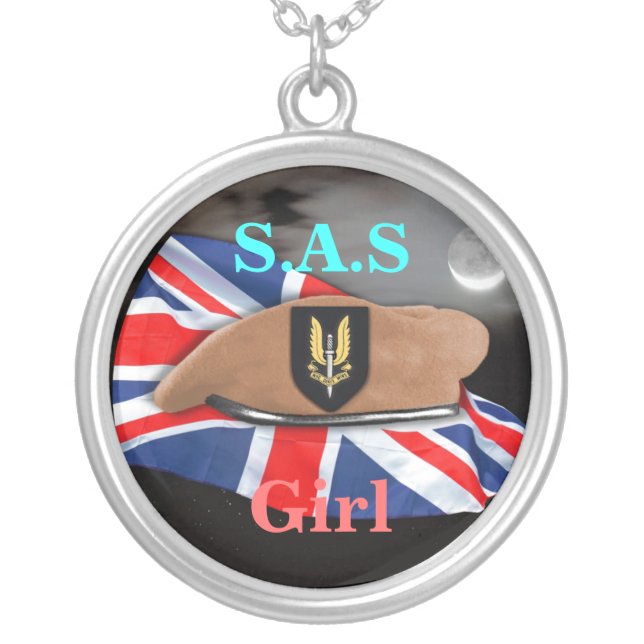 SAS special Air Service Badge veterans vets girls Silver Plated Necklace (Front)