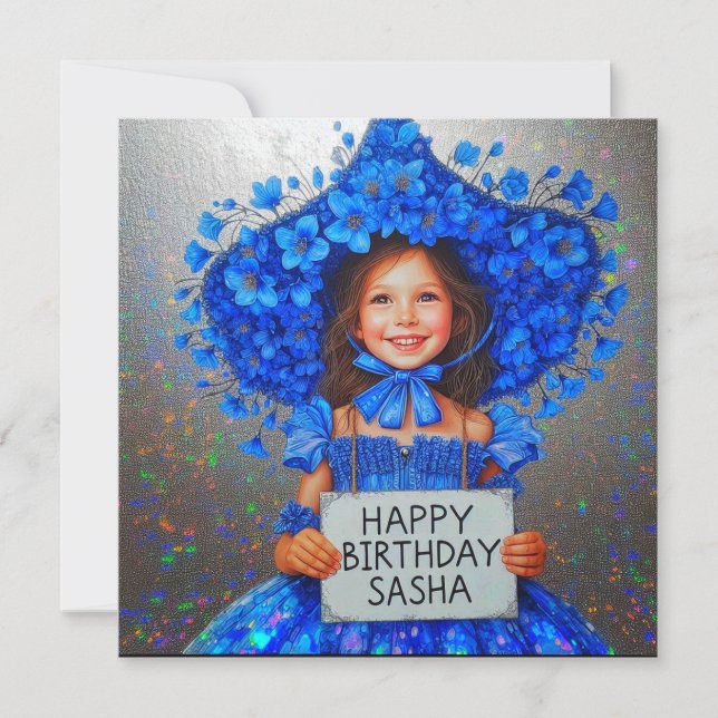 SASHA ~ Birthday Card ~ Bluebells ~  (Front)
