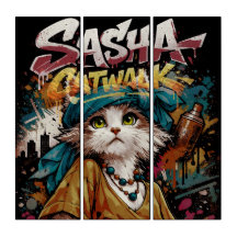 Sasha Catwalk Y2K Graffiti 3-Panel Canvas Print