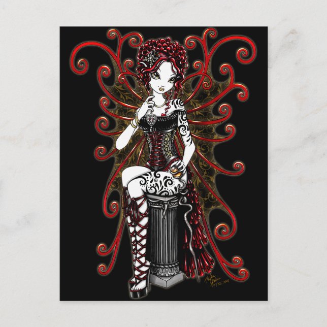 "Sasha" Gothic Couture Valentine Fairy Postcard (Front)