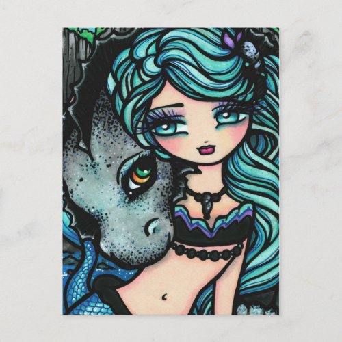 Sasha  Jett Mermaid Fantasy Dragon Art Postcard
