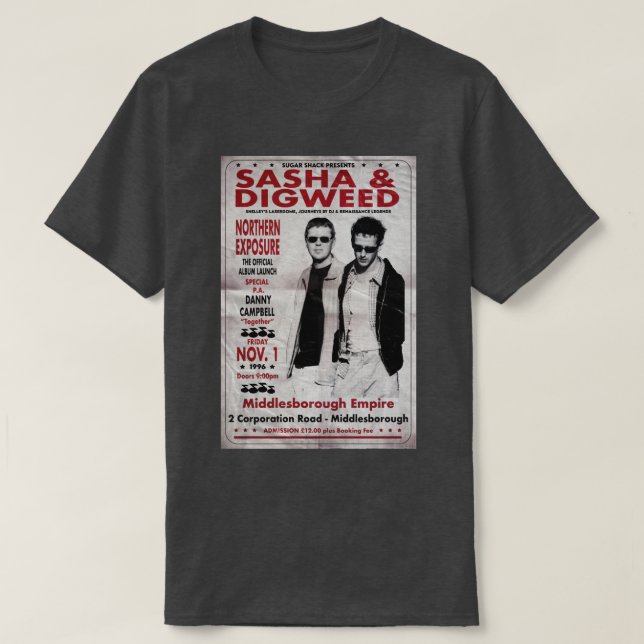 Sasha John DigNorthern Exposure Album Launch 1996 T-Shirt (Design Front)