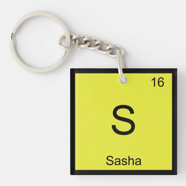 Sasha Name Chemistry Element Periodic Table Keychain (Front)
