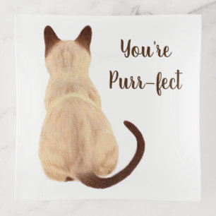 Sasha Siamese Cat Lover Back View You're Purrfect Trinket Tray