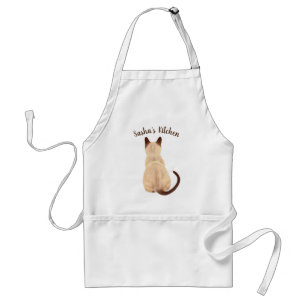 Sasha Siamese Cat Lover Kitty Looking Away Back Adult Apron