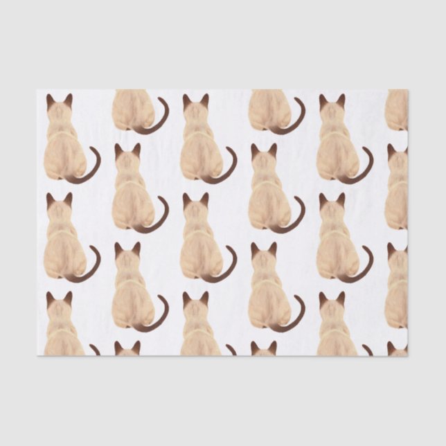 Sasha Siamese Cat Lover Kitty Looking Away Drawing Tissue Paper (Front)