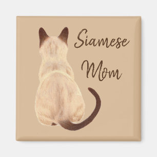 Sasha Siamese Cat Mom Kitty Looking Away Back View Magnet