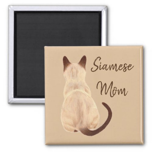 Sasha Siamese Cat Mom Kitty Looking Away Back View Magnet