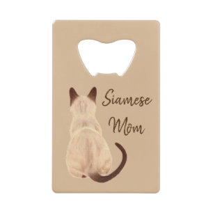 Sasha Siamese Cat Mom Kitty Looking Away Drawing Credit Card Bottle Opener