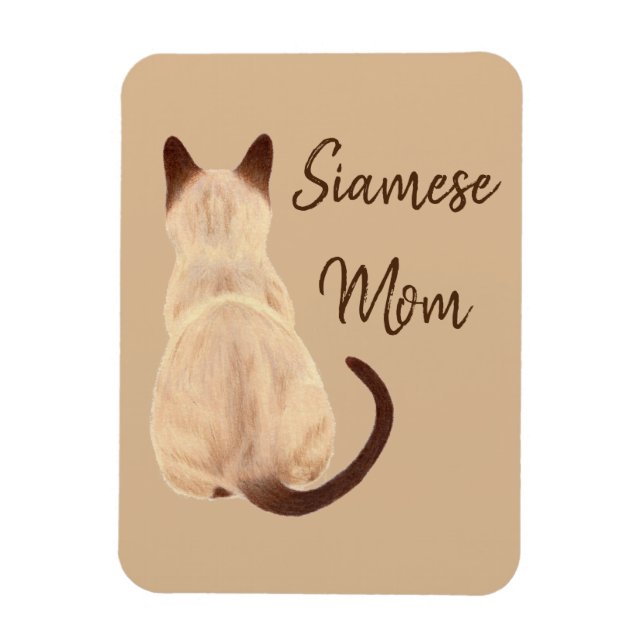 Sasha Siamese Cat Mom Kitty Looking Away Drawing Magnet (Vertical)