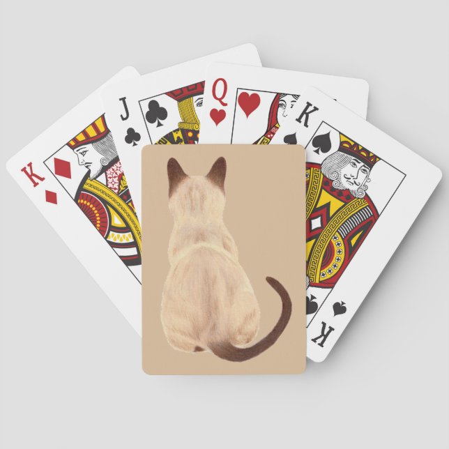 Sasha Siamese Cat Mom Kitty Looking Away Drawing Poker Cards (Back)