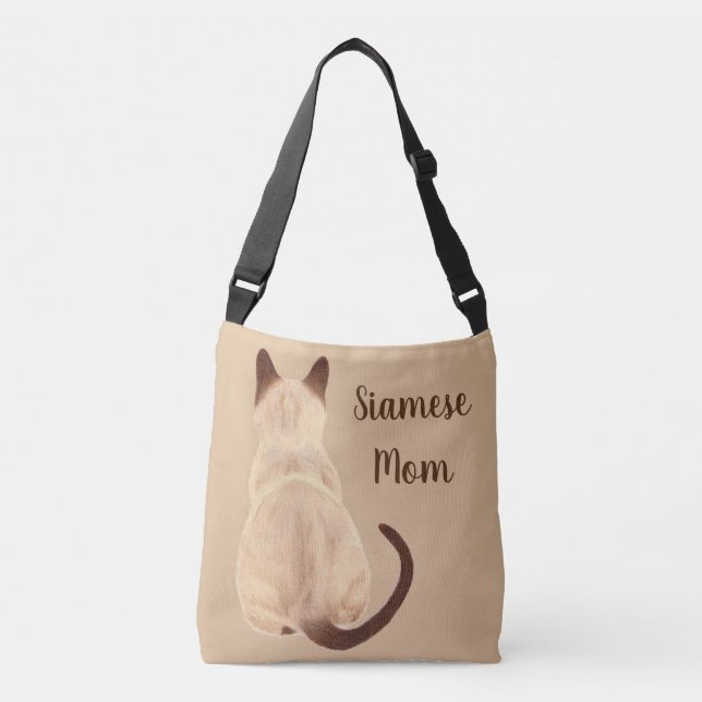 Sasha Siamese Cat Person Kitty Looking Away Art Crossbody Bag (Front)