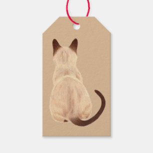 Sasha Siamese Cat Person Kitty Looking Away Art Gift Tags