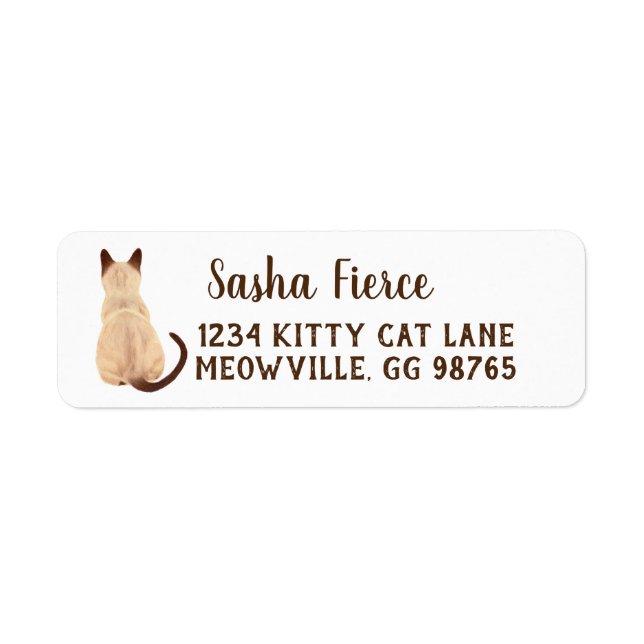 Sasha Siamese Cat Person Kitty Looking Away Art Label (Front)