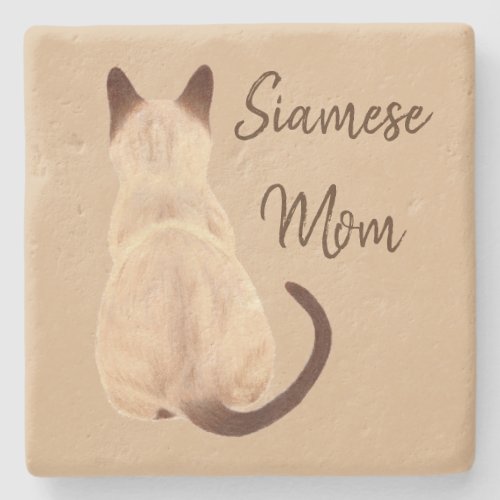 Sasha Siamese Cat Person Kitty Looking Away Art Stone Coaster