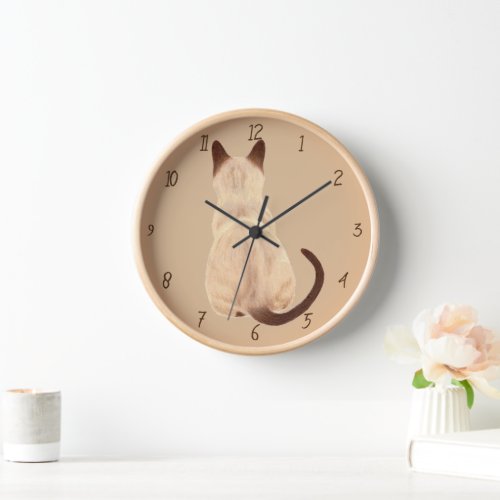 Sasha Siamese Cat Person Kitty Looking Away Art Wall Clock