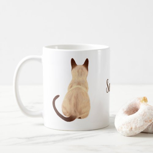 Sasha Siamese Cat Sitting Back View Kitty Custom Coffee Mug