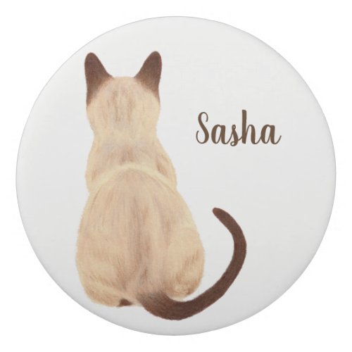 Sasha Siamese Cat Sitting Back View Kitty Custom Eraser