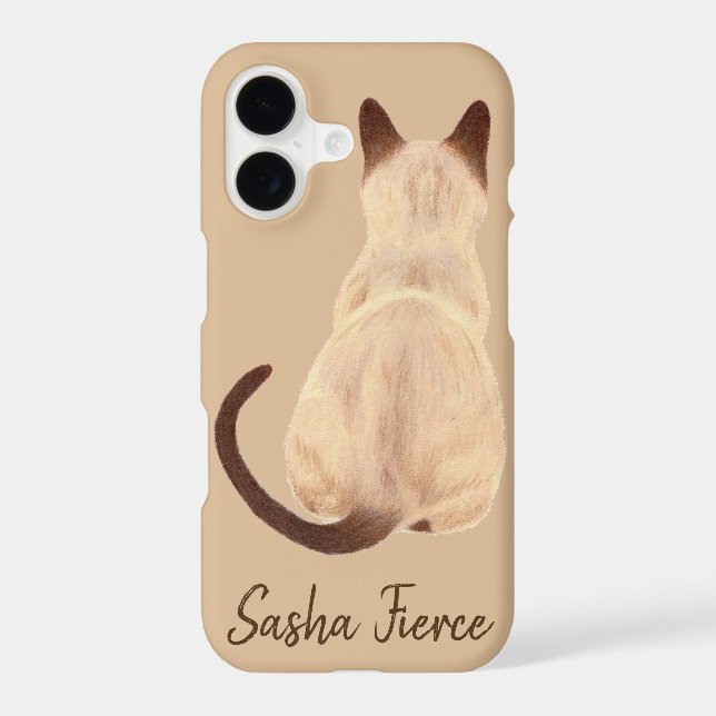 Sasha Siamese Cat Sitting Back View Kitty Custom Iphone Case (Back)