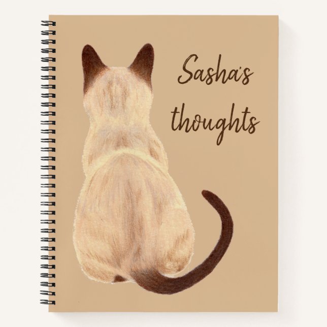 Sasha Siamese Cat Sitting Back View Kitty Custom Notebook (Front)