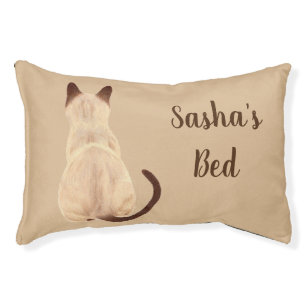 Sasha Siamese Cat Sitting Back View Kitty Custom Pet Bed