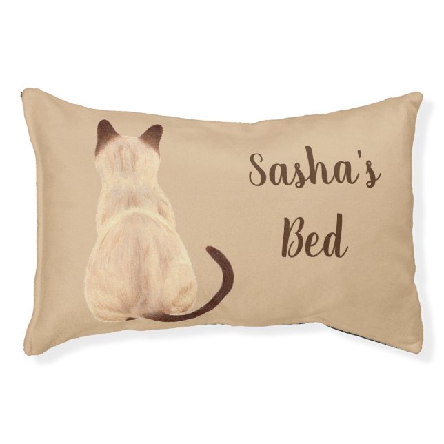 Sasha Siamese Cat Sitting Back View Kitty Custom Pet Bed (Front)