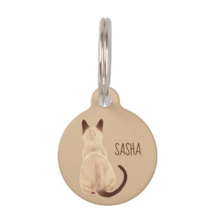 Sasha Siamese Cat Sitting Back View Kitty Custom Pet ID Tag