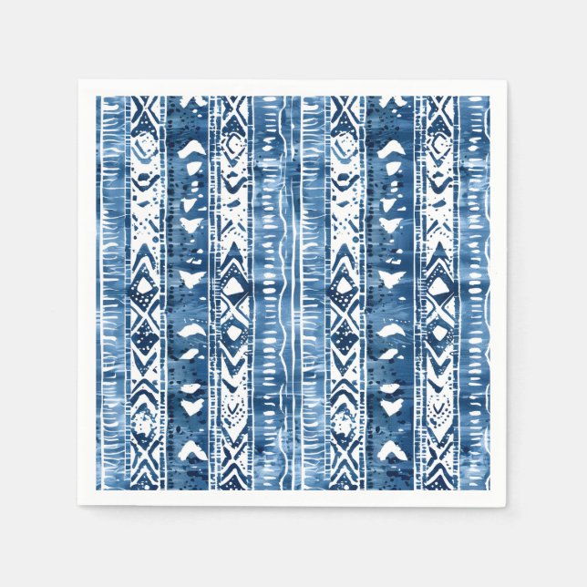 Sashiko Blue and White Coastal entertaining Napkins (Front)